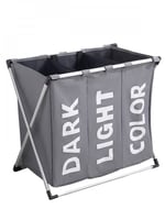 سلة غسيل 3 اقسام قماش بحامل معدني