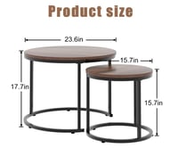 طقم طاولات قهوة وسط خشب بقواعد معدن