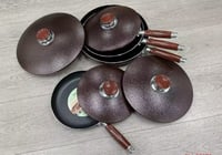 طقم مقلاه 4 قطع لون بني غامق بمقاسات متعددة