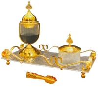 طقم مبخرة ضيافة اكرليك ذهبية