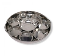 صحن فطور استيل 9 قطع بغطاء