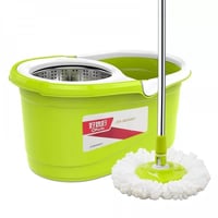 ممسحة دوارة 360درجة مع دلو استيل اخضر / ازرق