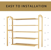 رف احذية خيزران طبيعي5 و3 طبيقات