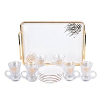 طقم فناجين شاي 6 قطع مع صينية