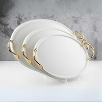 صحون تقديم فاخرة استيل ذهبي فضي