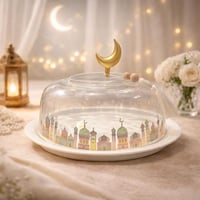 صحن تقديم زجاجي بطابع رمضاني حجم وسط