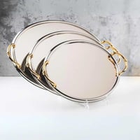 صحون تقديم فاخرة استيل ذهبي