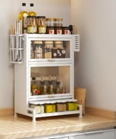 خزانة لتنظيم أدوات المطبخ معدني فخمة اسود وابيض