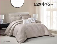 لحاف كينج توليب جاكار بني فاتح 8 قطع