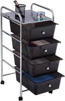 عربة تخزين مع عجلات 4 ادراج اسود