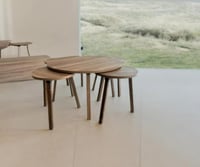 طقم طاولات خشب 5 قطع لون بني غامق