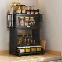 خزانة لتنظيم أدوات المطبخ معدني فخمة اسود وابيض