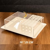 صحن تقديمات رمضانية استيل بالون البيج وبغطاء اكريل...