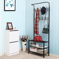 علاقة ملابس مع 3 رفوف متعددة الوظائف