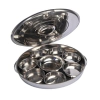 صحن فطور استيل 9 قطع بغطاء