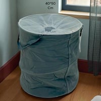 سلّة غسيل قابلة للطي بلون رمادي أنيق،