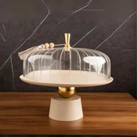 صحن تقديم الكيك استيل لون بيج