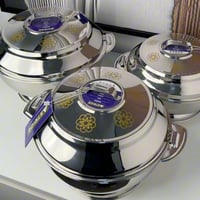 طقم حافظات استيل وذهبي 3 قطع كبير2500+3500+5000