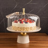 صحن تقديم الكيك استيل لون بيج