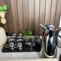 طقم ضيافة استيل 304 فاخر – ترمس مع 6 فناجيل و6 أكو...