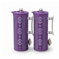 طقم ترامس بنقشة قطعتين شاي وقهوة مقبض فضي