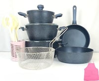 طقم قدور جرانيت جودة عالية تركي سماكة ٤ مل ١٧ قطعة