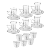 طقم فناجين شاي وقهوة 18 قطعة زخاريف فضي 6 اشخاص