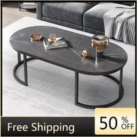 طاولة قهوه بتصميم حديث اسود رخامي