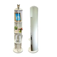 مراية خشبية بقاعدة متحركة وخمسة ارفف