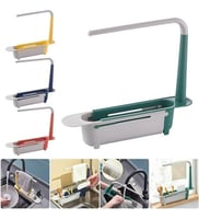 منظم للمطبخ قابل للتعديل لحمل إسفنج المطبخ ومناشف