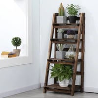 رف تخزين نباتات الزهور والكتب