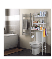 رف تخزين للمرحاض من 3 طبقات أبيض