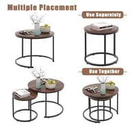 طقم طاولات قهوة وسط خشب بقواعد معدن