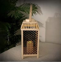 شمعدان خسف ديكور مع شمعة وبطارية مقاس 18-18-40 سم