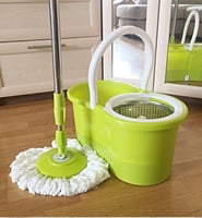 ممسحة دوارة 360درجة مع دلو استيل اخضر / ازرق