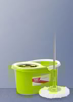 ممسحة دوارة 360درجة مع دلو استيل اخضر / ازرق