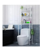 رف تخزين للمرحاض من 3 طبقات أبيض