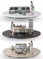 ممسحة ارضيات دوارة مع سطل مقسم للماء النظيف و المت...