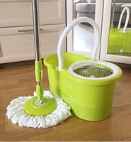 ممسحة دوارة 360درجة مع دلو استيل اخضر / ازرق