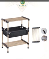 رف خيزران خشب 3 دور مع سلة
