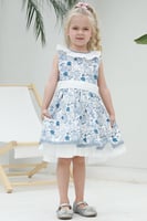 فستان بناتي ازرق مشجر 1324