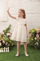 فستان بناتي خفيف بطبعة ورد BM1442