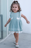 فستان بناتي أزرق دانتيل