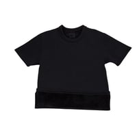 فنيلة شتوية فرو أسود نصف كم رجالي