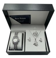 طقم ساعة نسائي زريكون مع سلس وخاتم وحلق