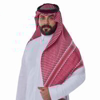 شماغ العجلان الذهبي رجالي أحمر غامق ختم اسود 1