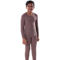 بيجامة دروش أطفال كم طويل بني غامق