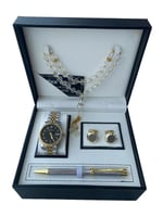 طقم رجالي ساعة استيل مع كبك وقلم وسبحه