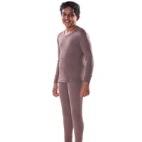 بيجامة دروش ولادي كم طويل بني غامق