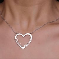 سلسال مطلي ذهب شكل قلب عيار 21 مع اسمين